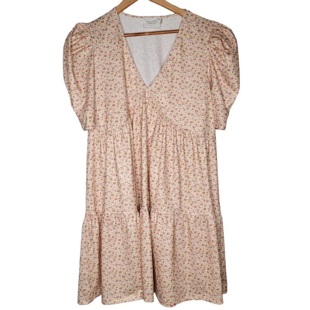 Tuckernuck Hyacinth House Medium Floral Puff Sleeve Follie Mini Dress V-Neck‎